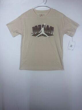 Jordan Beige Graphic Jumpman Short Sleeve Tee Girls Large NWT